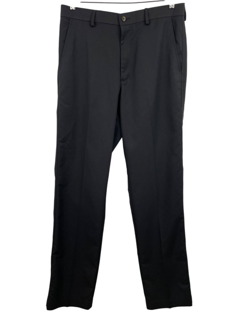 Haggar Black Dress Pants 32x34 Flat Front Mens Trousers Machine Washable